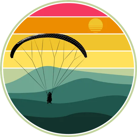 Tempo De Paraquedismo Retro Design Panorama Ilustração