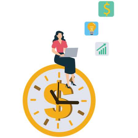 Tempo é dinheiro: produtividade e crescimento financeiro  Ilustração
