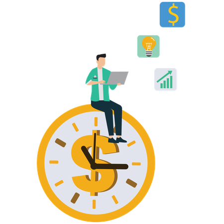 Tempo é dinheiro: produtividade e crescimento financeiro  Ilustração