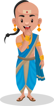 Tenali Rama eating fruit  Illustration