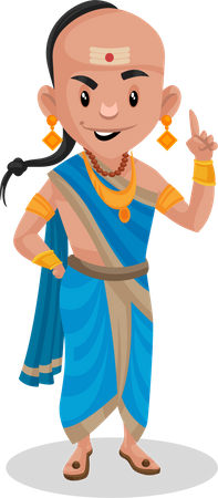 Tenali Rama is happy and pointing his finger up  Illustration