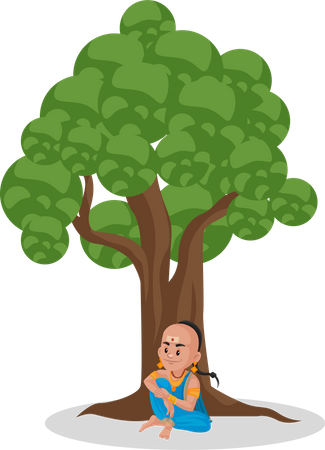 Tenali Ramakrishna is sitting under a tree  Illustration