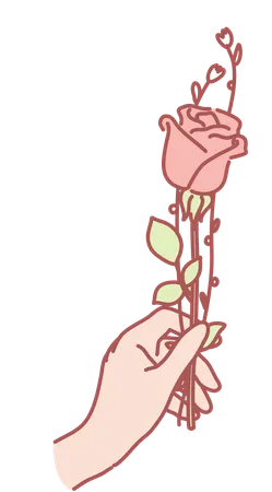 Tenant une fleur rose  Illustration