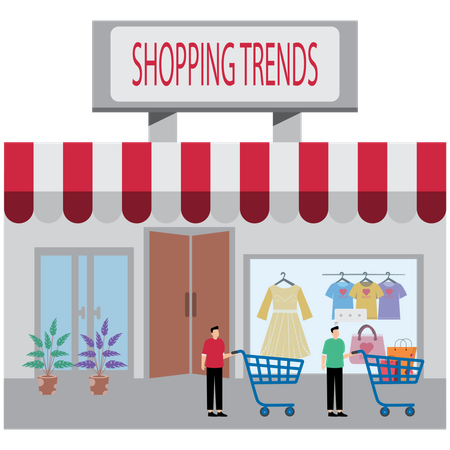 Homme faisant du shopping Tendances et comportement des consommateurs  Illustration