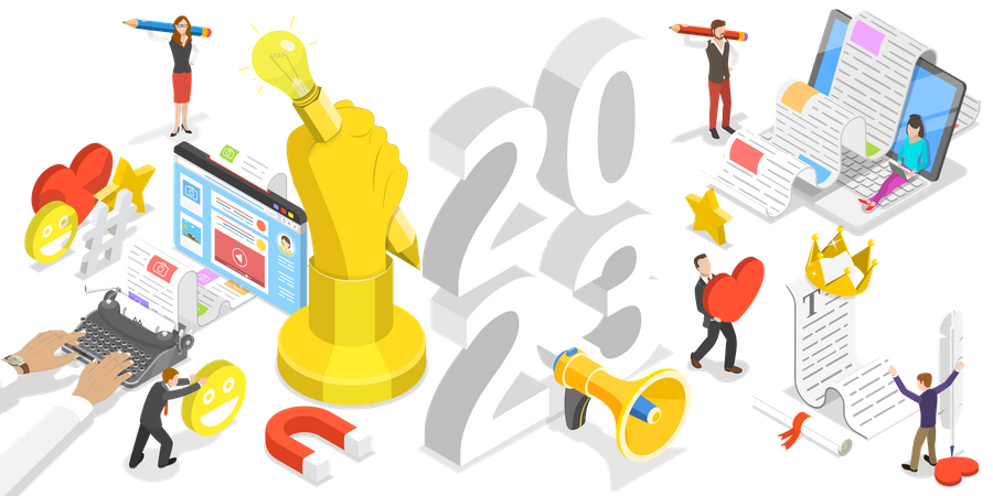 Tendências de blogs para o ano novo de 2023  Ilustração
