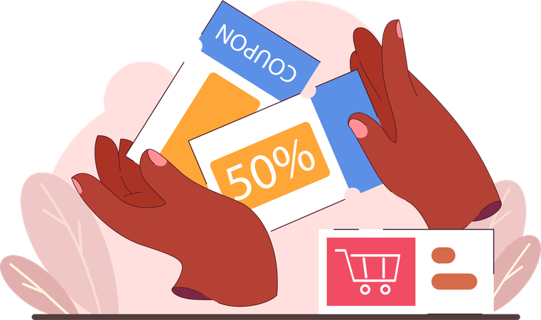 Tenencia cupón de descuento de compras  Ilustración