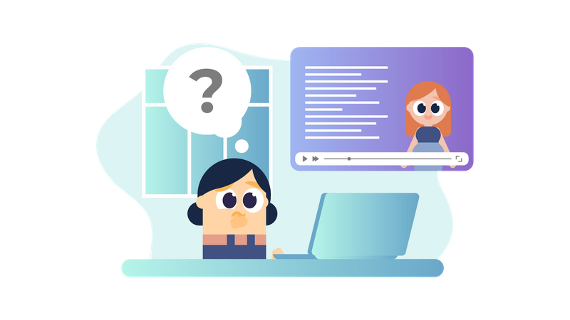Tener preguntas en el aprendizaje a distancia  Ilustración