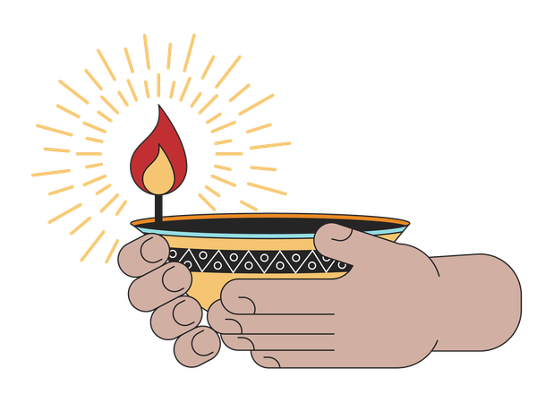 Tenir la lampe de Diwali  Ilustración