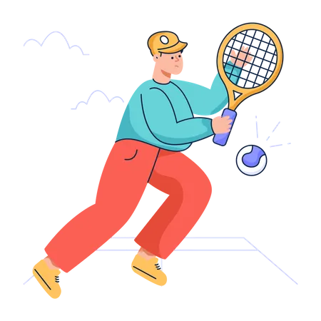 Tenista jogando tênis  Ilustração