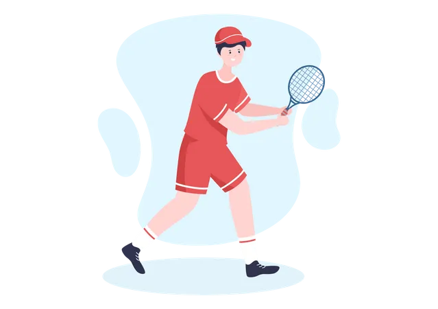 Tenista masculino jugando tenis  Ilustración