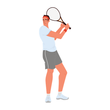 Tenista segurando a raquete  Ilustração