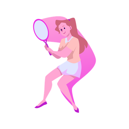 Tennis player hitting the ball with racket  Illustration