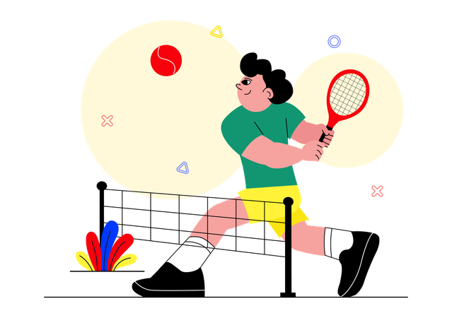 Tennis Player Holding a Racket  Illustration