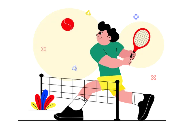 Tennis Player Holding a Racket  Illustration