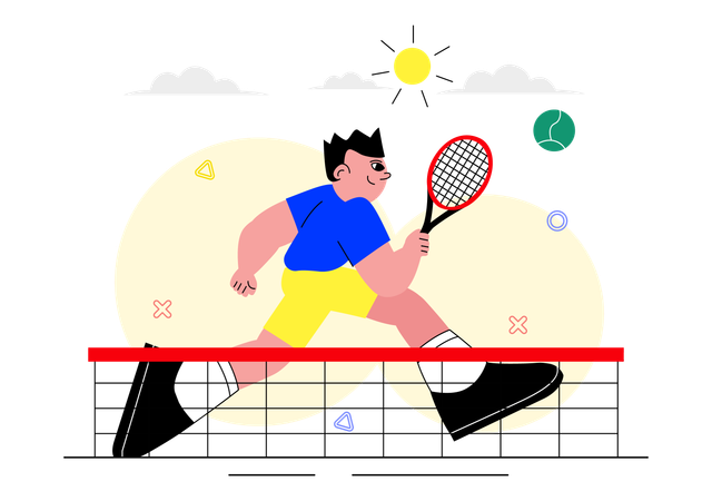 Tennis Player Holding a Racket playing  Illustration