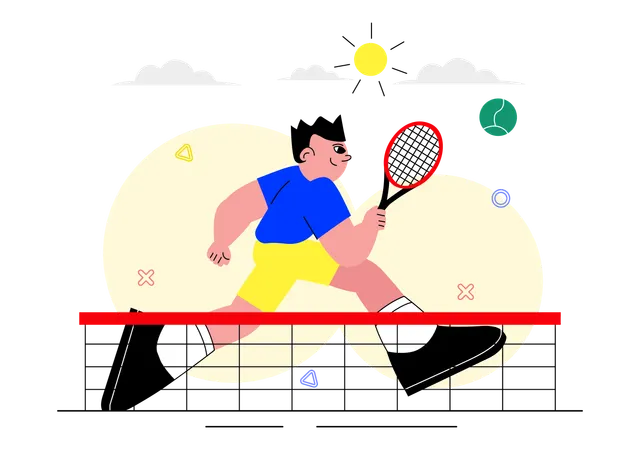 Tennis Player Holding a Racket playing  Illustration