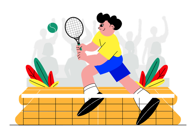 Tennis Player Holding a Racket with a Ball on the Court during a Sports Match  Illustration