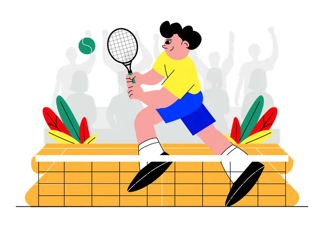 Tennis Player Holding a Racket with a Ball on the Court during a Sports Match  Illustration