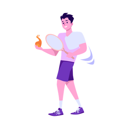 Tennis player male character in full length  Illustration
