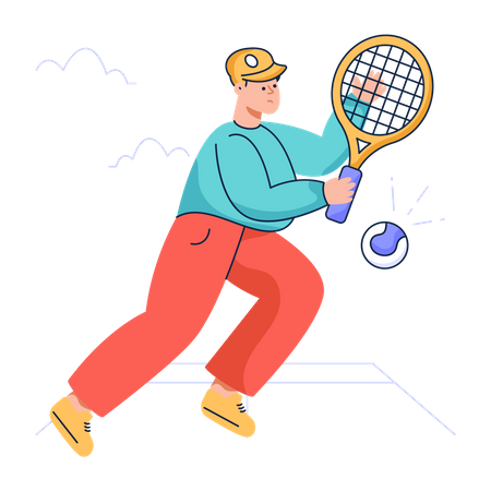 Tennis Player playing tennis Illustration