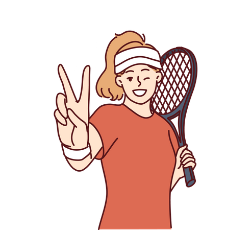 Tennis player showing victory hands  Illustration