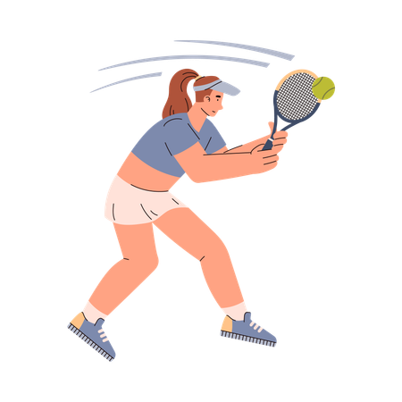 Tennis player woman hitting the ball with a racket  Illustration