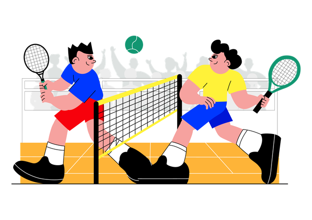 Tennis players playing match  Illustration