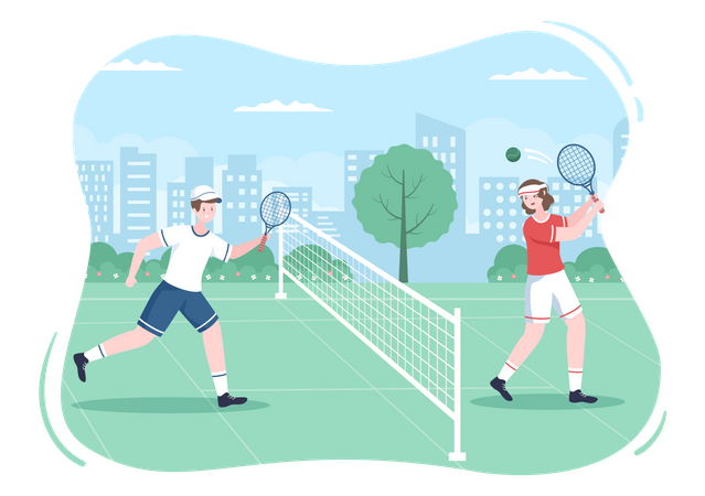 Tennis Players practicing  Illustration