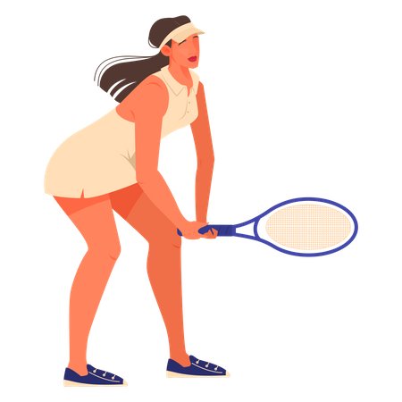Tennisspielerin mit Schläger  Illustration