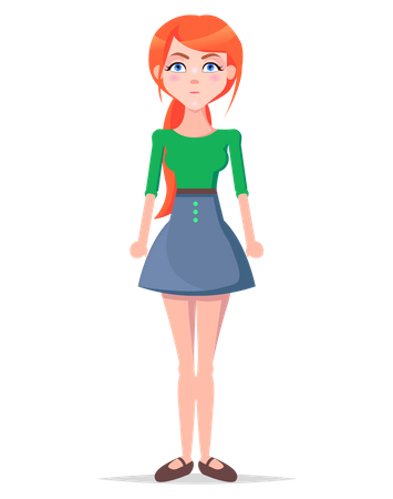 Tense Young Woman  イラスト