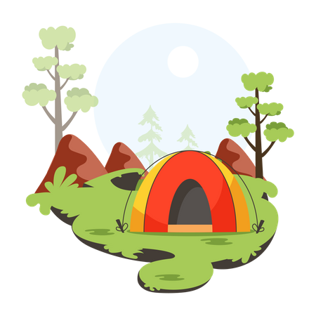 Tent in forest  일러스트레이션