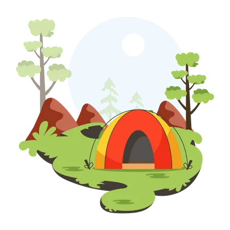 Tent in forest  Illustration