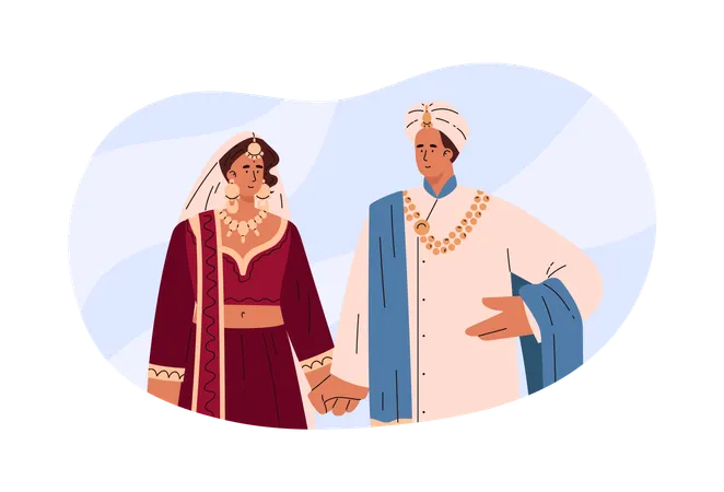 Tenue de mariage traditionnelle indienne  Illustration