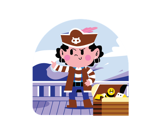 Enfant porte un costume de pirate  Illustration