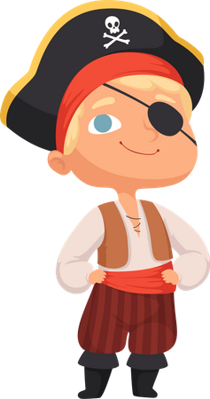 Enfant porte un costume de pirate  Illustration