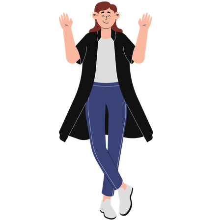 Femme En Tenue Blazer Et Pantalon Long  Illustration