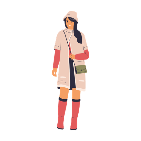 Femme en tenue d'hiver  Illustration