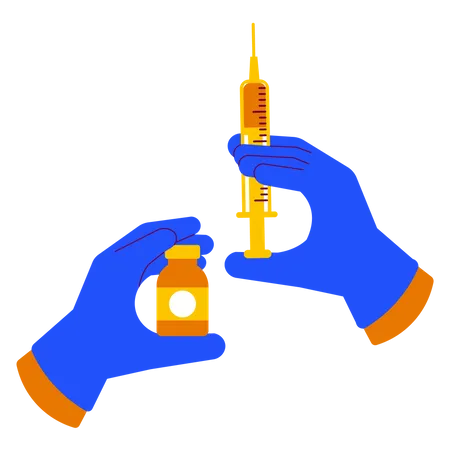 Tenant l'injection et le vaccin  Illustration