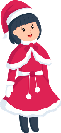 Une petite fille porte un costume de Noël  Illustration