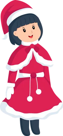 Une petite fille porte un costume de Noël  Illustration