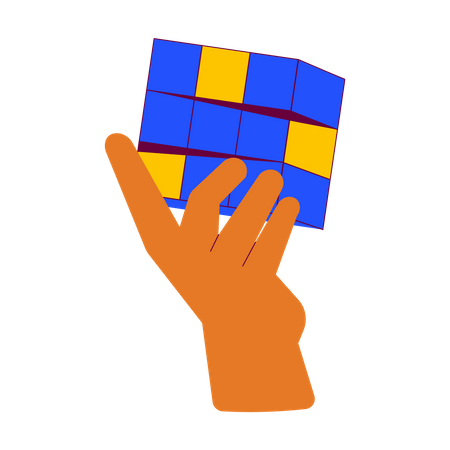 Tenant un rubik  Illustration