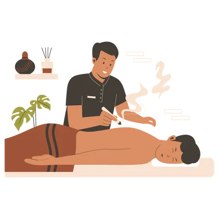 Terapeuta de acupuntura e moxabustão  Ilustração