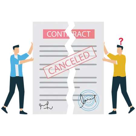 Terminated Business Deal – Partnership Canceled  Illustration
