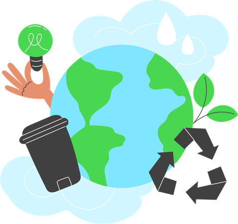 Terra com folhas verdes  Ilustração