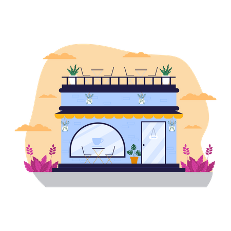 Terrace coffee shop  Illustration