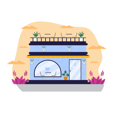 Cafeteria con terraza  Illustration