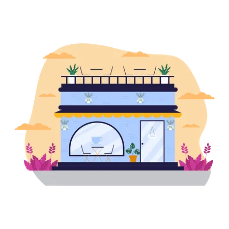 Cafeteria con terraza  Illustration