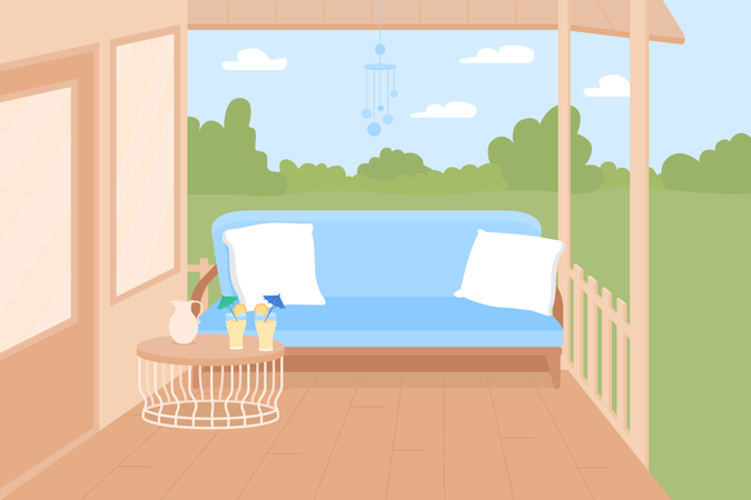 Terraza del patio trasero  Ilustración