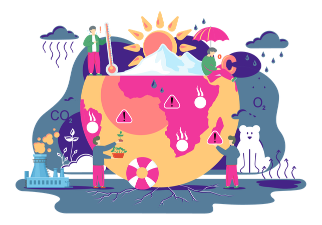Terre polluée par l'activité humaine  Illustration