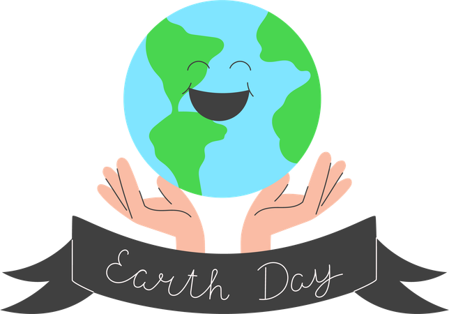 La Terre souriante tenue par des mains bienveillantes  Illustration